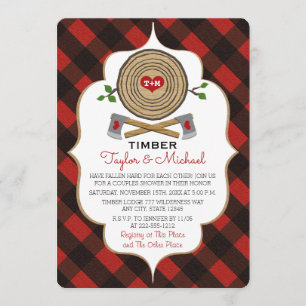 Monogrammed Lumberjack and Jill Wedding Shower Kaart