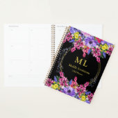 Monogrammed Luxury Black Multicolor Floral Custom Planner (Display)