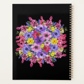 Monogrammed Luxury Black Multicolor Floral Custom Planner (Achterkant)