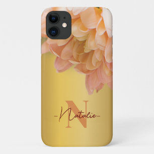Monogrammed Luxury Gold background Wilde flower Case-Mate iPhone Case
