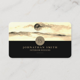 Monogrammed Luxury Golden Landscape Social Media Visitekaartje