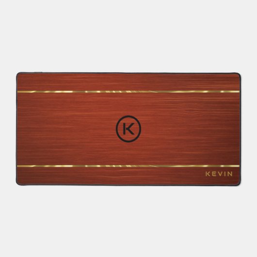 Monogrammed Mahonie Hout Textuur Bureaumat (Voorkant)