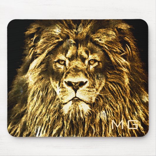 Monogrammed Majestic Gold Lion Muismat (Voorkant)