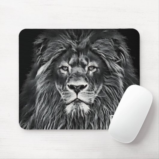 Monogrammed Majestic Gray Lion Muismat (Met muis)