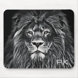 Monogrammed Majestic Gray Lion Muismat