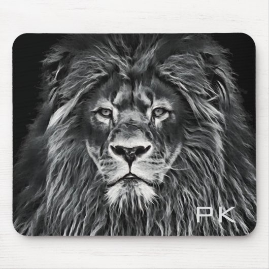 Monogrammed Majestic Gray Lion Muismat (Voorkant)