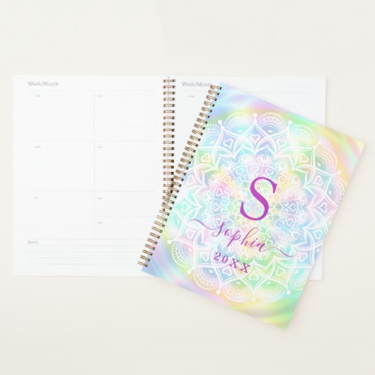 Monogrammed Mandala Neon Holographic 2022 2023 Planner (Display)