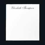 Monogrammed Manuscript Notitieblok<br><div class="desc">Deze 5, 5 x 6-laptop met 40 pagina's jouw naam in een mooi, modern en traditioneel script lettertype in het zwart is perfect voor het schrijven van notities aan kantoor, familie en vrienden! Je zult het leuk vinden om het te laten doen. Het is een groot geschenk voor elke voorname...</div>