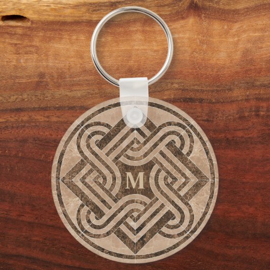 Monogrammed Marble Ornament Sleutelhanger (Voorkant)