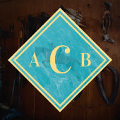 Monogrammed Marged Turquoise Horse Tack Trunk Sticker