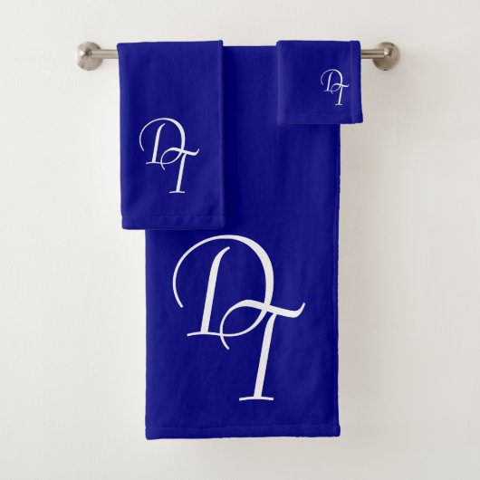 Monogrammed - marineblauw bad handdoek (Insitu)