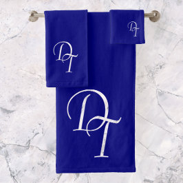 Monogrammed - marineblauw bad handdoek