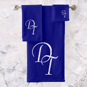Monogrammed - marineblauw bad handdoek