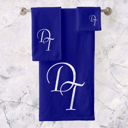Monogrammed - marineblauw bad handdoek