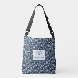 Monogrammed marineblauw en witte Canvas tas