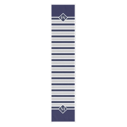 Monogrammed marineblauw witte krab Nautical Short Korte Tafelloper (Voorkant)