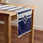 Monogrammed marineblauw witte krab Nautical Short Korte Tafelloper (Voorbeeld)