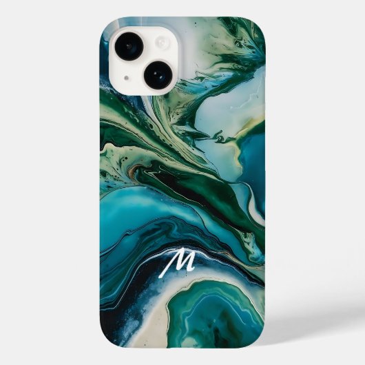  Monogrammed Marmeren Harsontwerp Case-Mate iPhone Case (Achterkant)