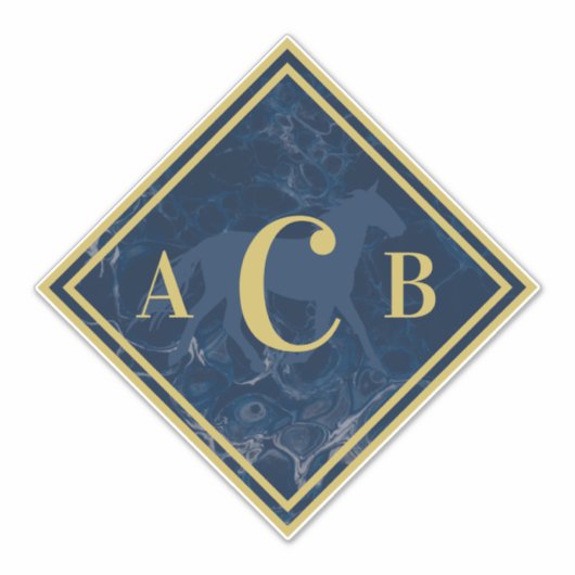 Monogrammed marmernavel + goudpaardenboomstam sticker (Voorkant)