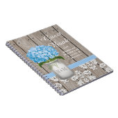 Monogrammed Mason Jar Blue Hydrangea Guest Book Notitieboek (Rechterzijde)