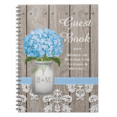 Monogrammed Mason Jar Blue Hydrangea Guest Book Notitieboek (Voorkant)