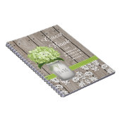 Monogrammed Mason Jar Green Hydrangea Guest Book Notitieboek (Rechterzijde)