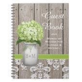 Monogrammed Mason Jar Green Hydrangea Guest Book Notitieboek (Voorkant)