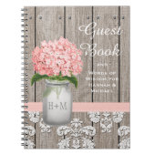 Monogrammed Mason Jar Pink Hydrangea Guest Book Notitieboek (Voorkant)