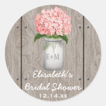 Monogrammed Mason Jar Pink Hydrangea Vrijgezellenf