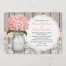 Monogrammed Mason Jar Pink Hydrangea Wedding