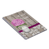 Monogrammed Mason Jar Plum Hydrangea Guest Book Notitieboek (Rechterzijde)
