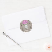 Monogrammed Mason Jar Plum Hydrangea Vrijgezellenf Ronde Sticker (Envelop)