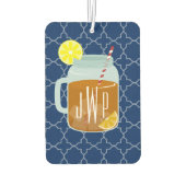 Monogrammed Mason Jar Sweet Tea - Navy Quatrefoil Luchtverfrisser (Achterkant)
