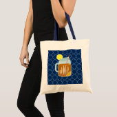 Monogrammed Mason Jar Sweet Tea - Navy Quatrefoil Tote Bag (Voorkant (product))