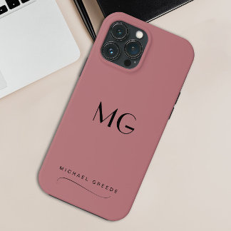 Monogrammed Mauve minimalist met naam Case-Mate iPhone Case