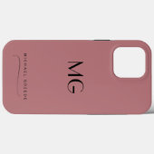 Monogrammed Mauve minimalist met naam Case-Mate iPhone Case (Achterkant (horizontaal))