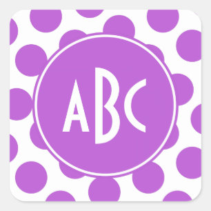 Monogrammed Medium Orchid Polka Dots Vierkante Sticker