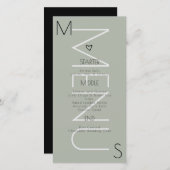 Monogrammed Menu Hart Wedding Sage (Voorkant / Achterkant)