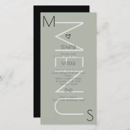 Monogrammed Menu Hart Wedding Sage