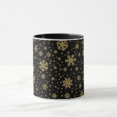 Monogrammed Merry Kerstmis Golden Snowflakes Mok (Midden)