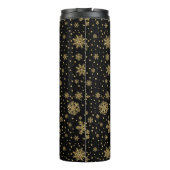 Monogrammed Merry Kerstmis Golden Snowflakes Thermosbeker (Achterkant)