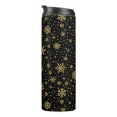 Monogrammed Merry Kerstmis Golden Snowflakes Thermosbeker (Geroteerd rechts)