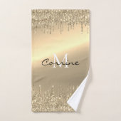 Monogrammed Metallic 14k Glitter met gouddruppels Bad Handdoek (Handdoek)