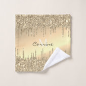 Monogrammed Metallic 14k Glitter met gouddruppels Bad Handdoek (Wasdoekje)