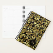 Monogrammed Metallic Goud Damast Patroon Planner (Display)