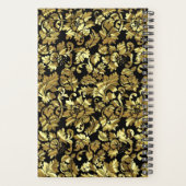 Monogrammed Metallic Goud Damast Patroon Planner (Achterkant)