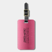 Monogrammed Metallic Roze Geborsteld Aluminium Loo Bagagelabel (Voorkant verticaal)