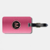Monogrammed Metallic Roze Geborsteld Aluminium Loo Bagagelabel (Achterkant horizontaal)
