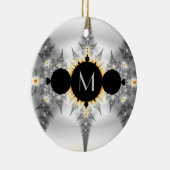 Monogrammed Metallic Silver Fractal Keramisch Ornament (Rechts)