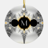 Monogrammed Metallic Silver Fractal Keramisch Ornament (Voorkant)